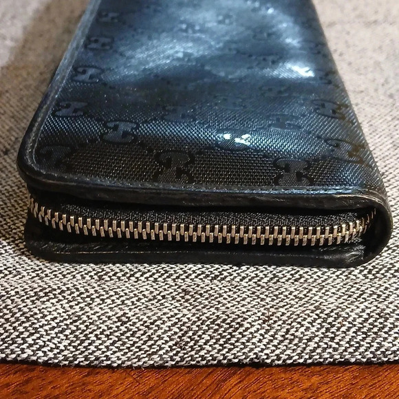 AUTHENTIC GUCCI BLACK WALLET GG LOGOS - Picture 5 of 16